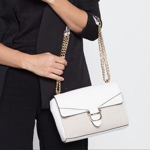 NWT Nine West Bedford White and Woven Crossbody